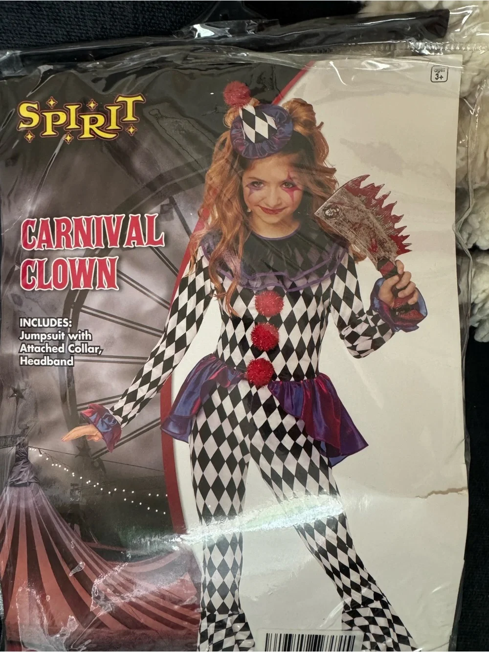 Kids Halloween  Harlequin Clown Costume with Purple Accents